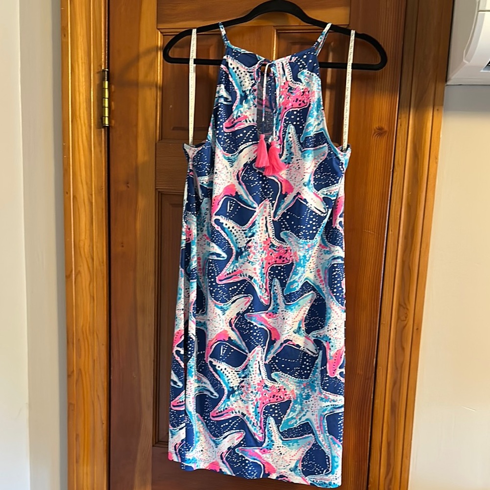 Lilly Pulitzer Blue and Pink Starfish Midi Dress